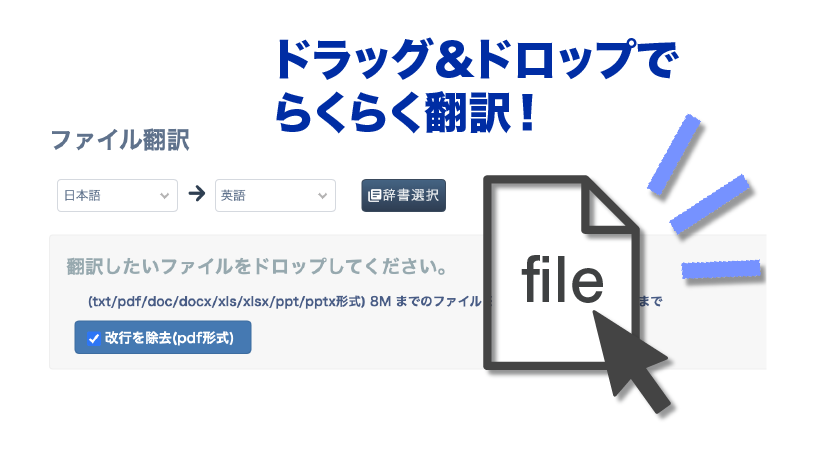 ドラッグ&ドロップでらくらく翻訳